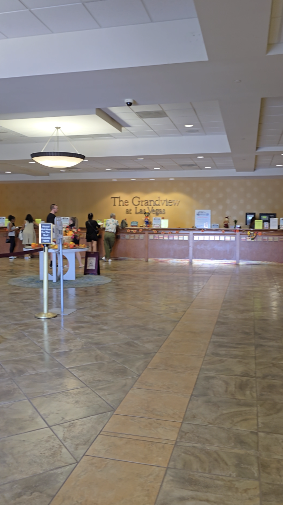 Grandview Las Vegas lobby with guests waiting in line.