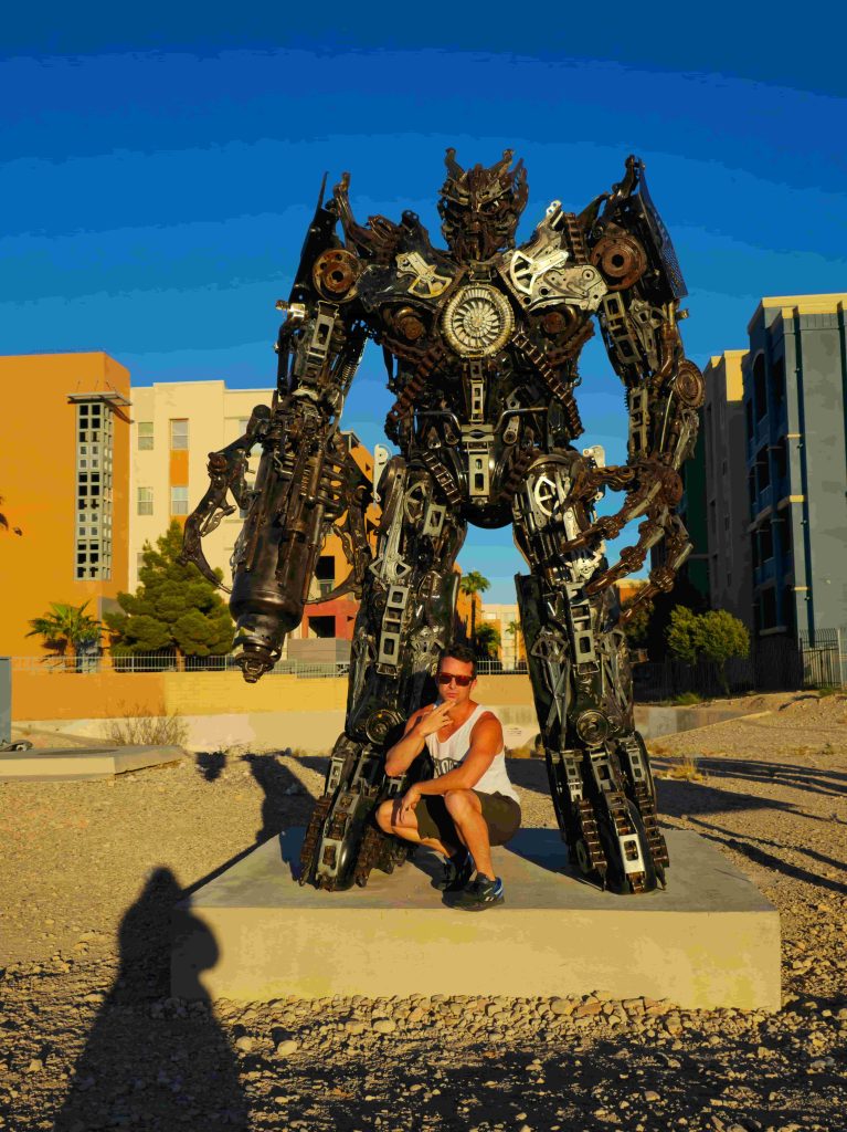 Megatron statue and I in Las Vegas.