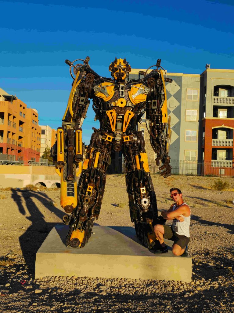 Bumblebee statue and I in Las Vegas, Nevada.