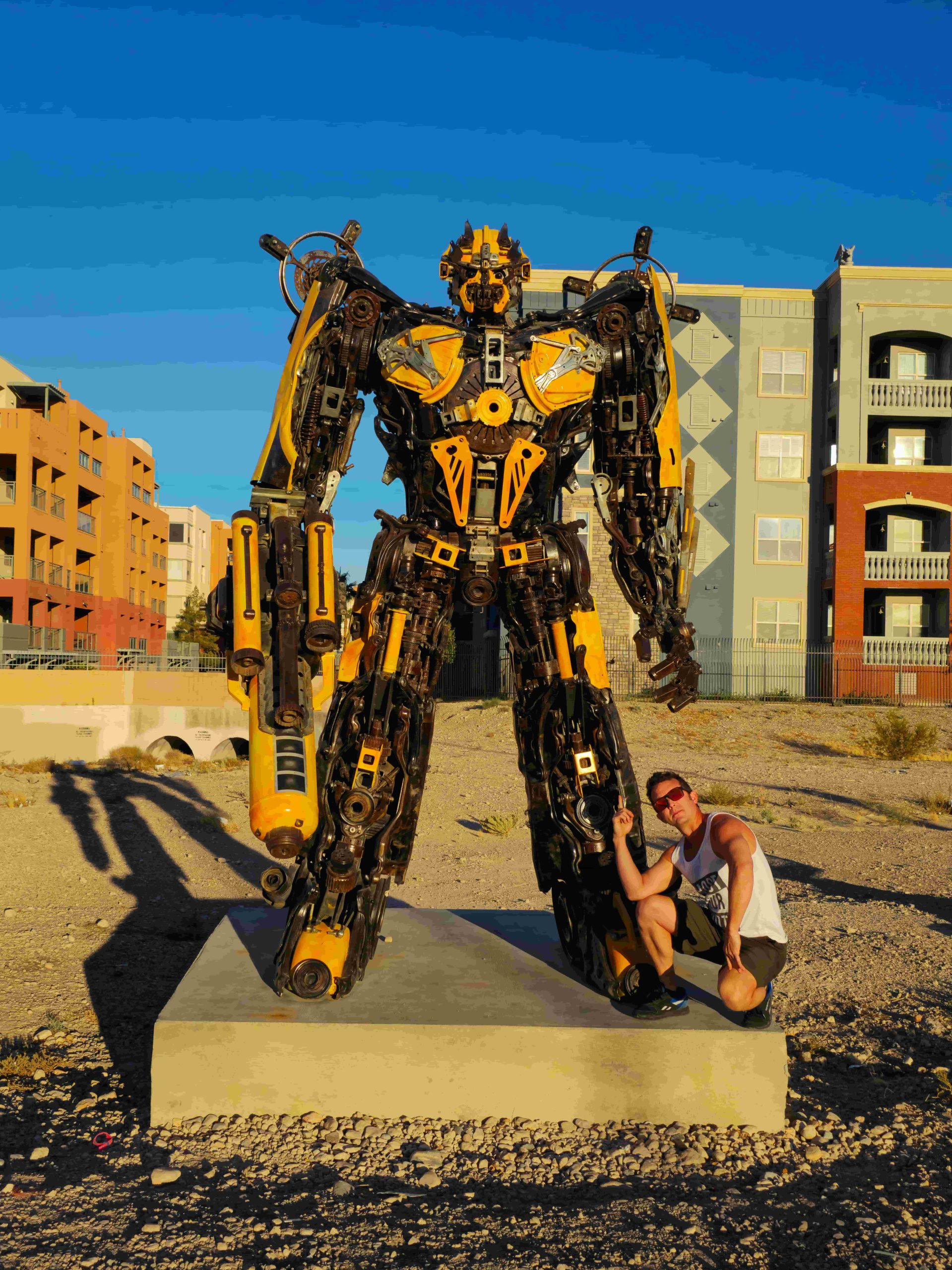 Bumblebee statue and I in Las Vegas, Nevada.