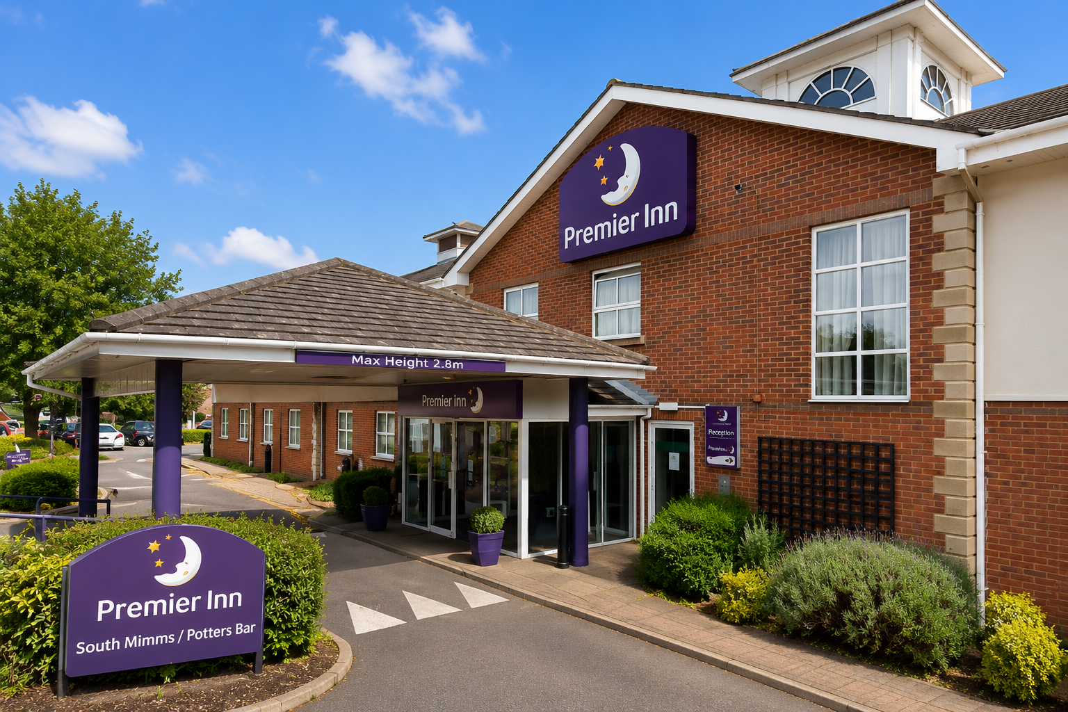 Premier Inn South Mimms entrance. - AI version