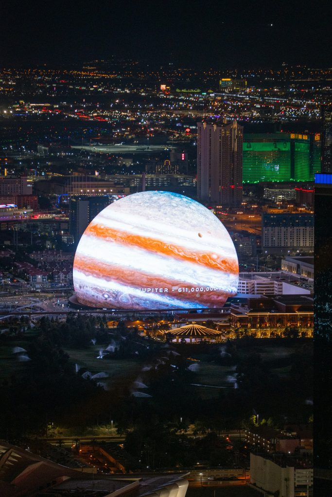 Aerial view of Vegas sphere.